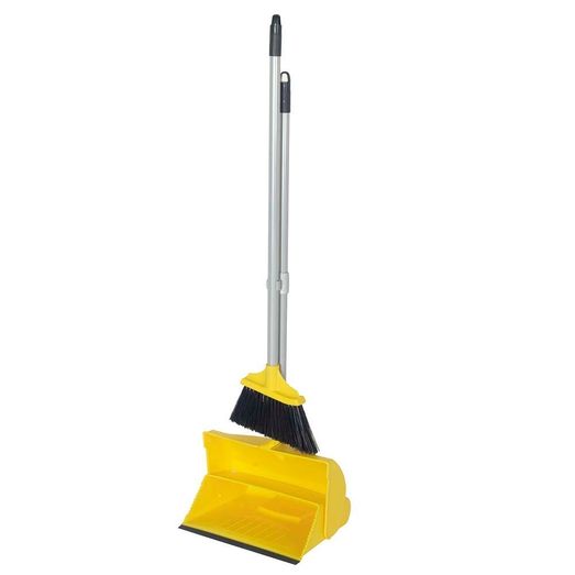 Angle Lobby Broom with Lobby Dustpan - Yellow