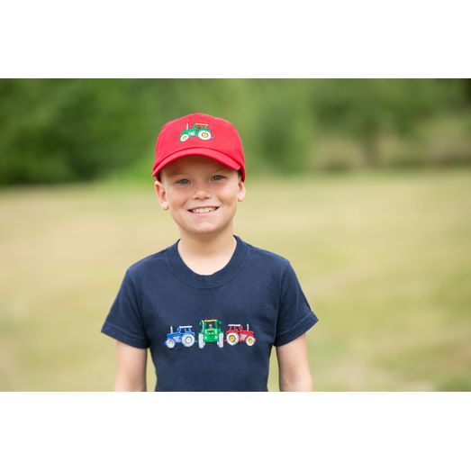 British Country Collection Childrens Tractor Design Baseball Cap - Red/Green Tractor