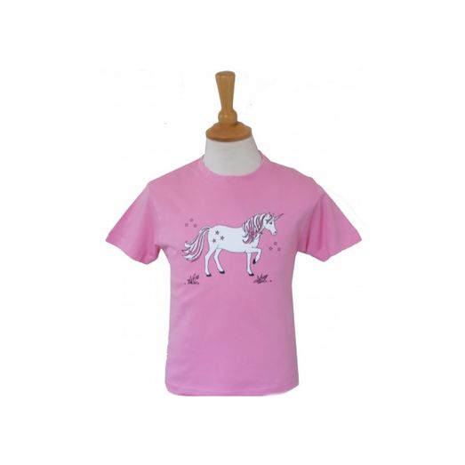 British Country Collection Dancing Unicorn Childs Tee - Pink