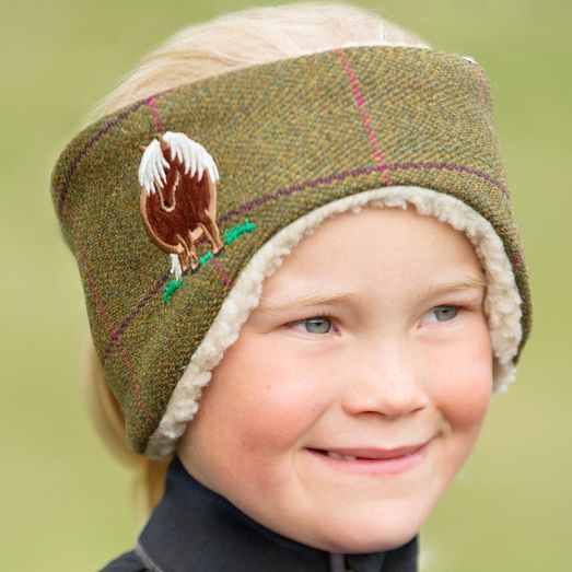 British Country Collection Fat Pony Childrens Tweed Headband - Olive Tweed