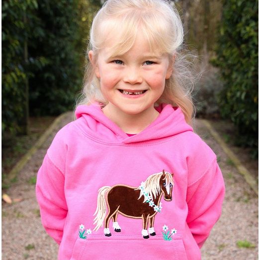 British Country Collection Flora Pony Childrens Hoodie - Candy Pink