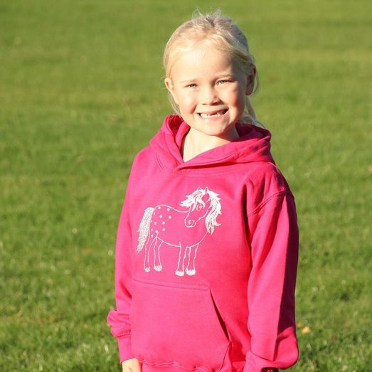 British Country Collection Twinkle Pony Glitter Hoodie - Fuchsia