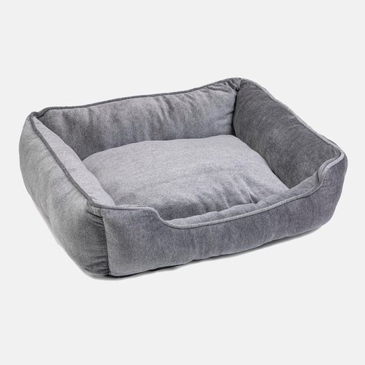 House of Paws Velvet Square Bed - Grey