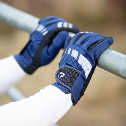 Hy Equestrian Extreme Reflective Children's Softshell Gloves - Navy