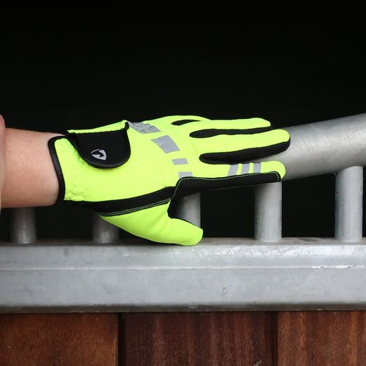 Hy Equestrian Extreme Reflective Children's Softshell Gloves - Reflective Yellow