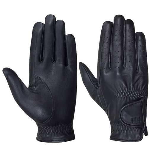 Hy Equestrian Leather Riding Gloves - Black