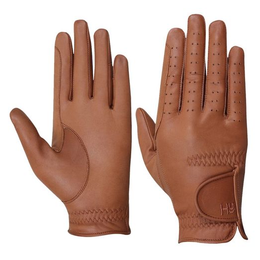 Hy Equestrian Leather Riding Gloves - Light Brown