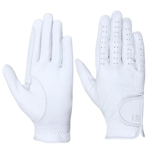 Hy Equestrian Leather Riding Gloves - White
