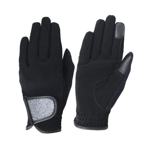 Hy Equestrian Roka Riding Gloves - Black/Silver
