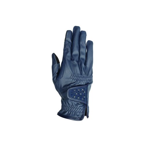 Hy Equestrian Shimmer Riding Gloves Navy With Navy/Silver Diamantes