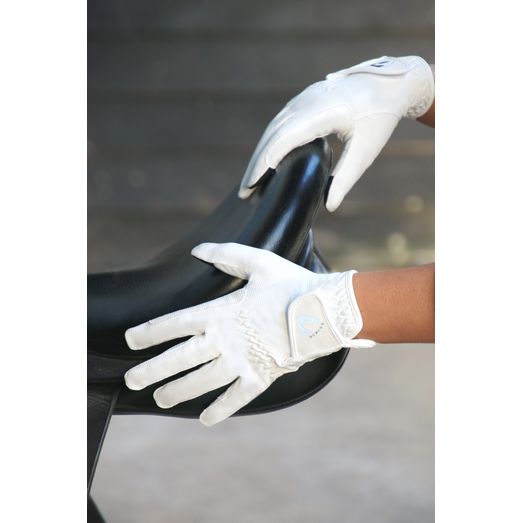 Hy Equestrian Sparkle Touch Riding Gloves - White