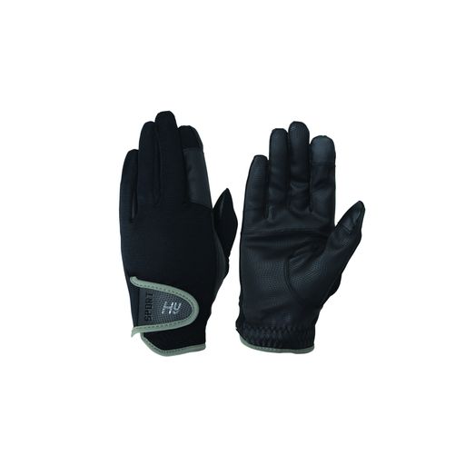 Hy Equestrian Sport Dynamic Lightweight Riding Gloves - Black/Charcoal Grey