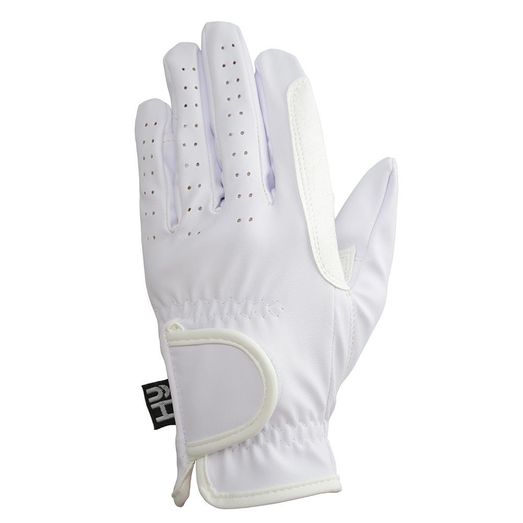 Hy Equestrian Synthetic Leather Riding Gloves - White