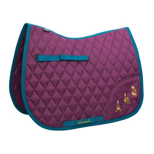 Hy Equestrian Thelwell Collection Pony Friends Saddle Pad - Imperial Purple/Pacific Blue