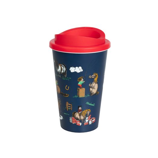 Hy Equestrian Thelwell Collection Practice Makes Perfect Take Away Cup - Navy/Red