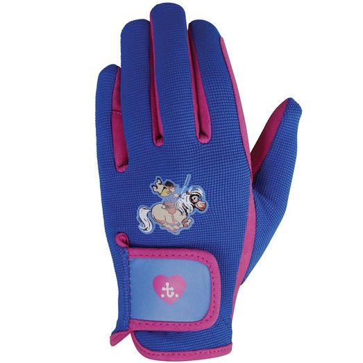 Hy Equestrian Thelwell Collection Race Riding Gloves - Cobalt Blue/Magenta
