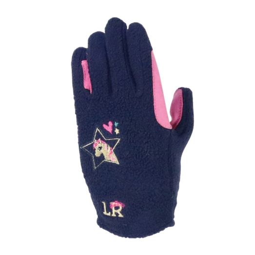 I Love My Pony Collection Fleece Gloves by Little Rider - Navy/Pink