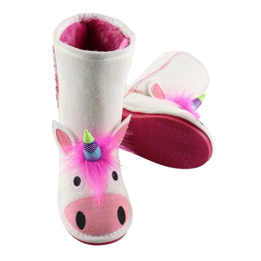 LazyOne Girls Unicorn Toasty Toez Slippers - White