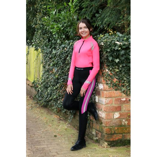 Reflector Riding Tights by Hy Equestrian - Pink