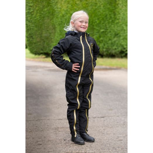 Supreme Products Active Junior Show Rider Waterproof Onesie - Black/Gold