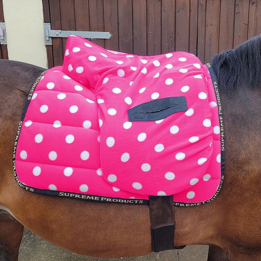 Supreme Products Ride on Dotty Fleece Saddle Cover - Paradise Pink