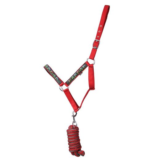 Tractor Collection Head Collar &amp; Lead Rope Set by Little Knight - Red/Charcoal Grey