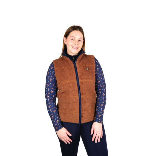 Hy Equestrian Elevate Style Teddy Fleece Gilet Brown