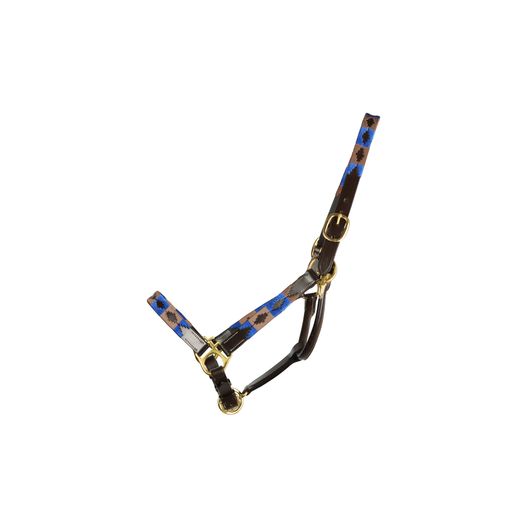 Hy Equestrian Polo Leather Head Collar - Navy/Fossil