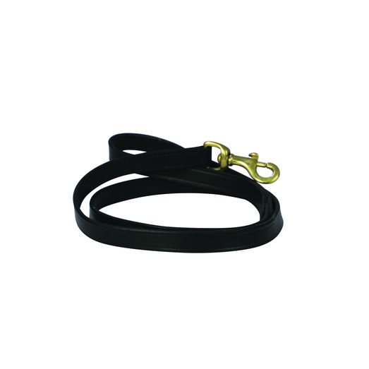Benji &amp; Flo Deluxe Padded Leather Dog Lead - Black/Brass