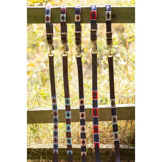 Benji &amp; Flo Sublime Polo Leather Dog Collar - Red/Navy/White