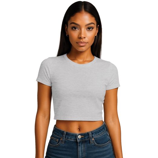 Casual Classics Combed 220 Ladies Cropped Baby T-Shirt - Ash Grey