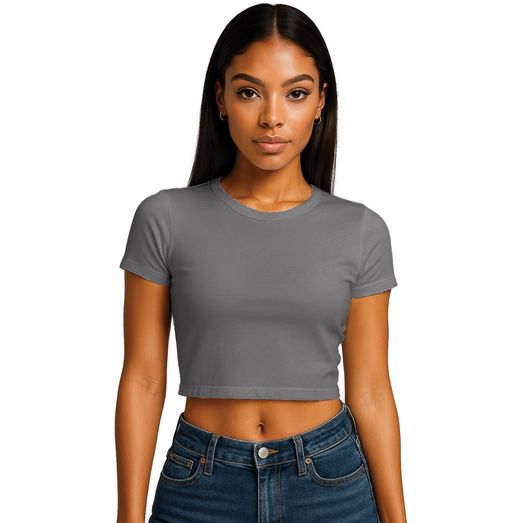 Casual Classics Combed 220 Ladies Cropped Baby T-Shirt - Charcoal