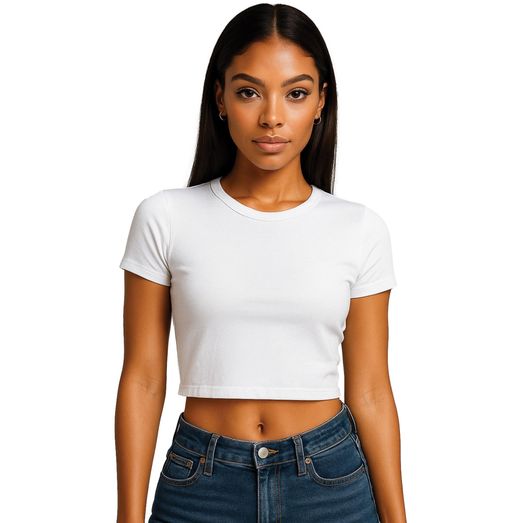 Casual Classics Combed 220 Ladies Cropped Baby T-Shirt - White