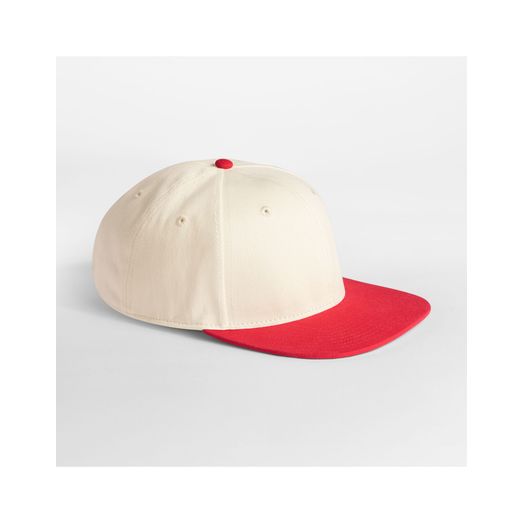 Beechfield Contrast Flat Peak 6 Panel Cap Natural/Red