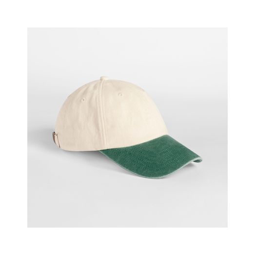 Beechfield Contrast Peak Low Profile Vintage Cap Natural/vintage Bottle Green