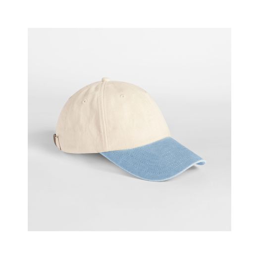 Beechfield Contrast Peak Low Profile Vintage Cap Natural/Vintage Light Blue