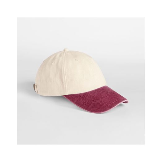 Beechfield Contrast Peak Low Profile Vintage Cap Natural/Vintage Red