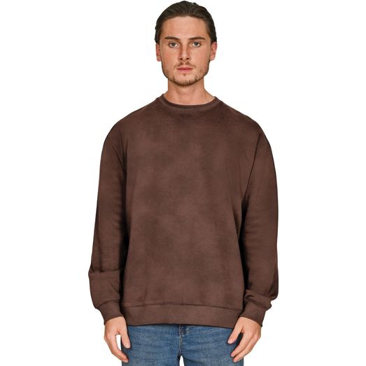 Casual Classics Premium Combed 330 Acid Wash Oversized Sweatshirt - Acid Chocolate