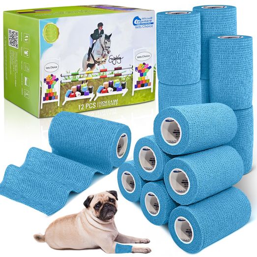 Equimed 10Cm Vetwrap 12 Wraps Lake Blue