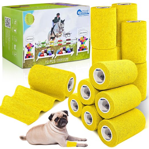 Equimed 10Cm Vetwrap 12 Wraps Lemon Yellow