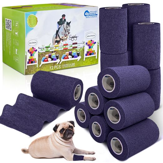 Equimed 10Cm Vetwrap 12 Wraps Navy Blue