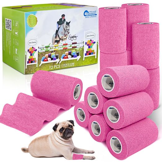 Equimed 10Cm Vetwrap 12 Wraps Neon Pink