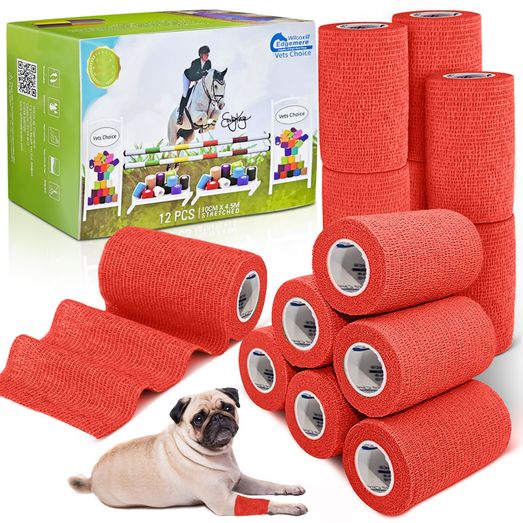 Equimed 10Cm Vetwrap 12 Wraps Rose Red