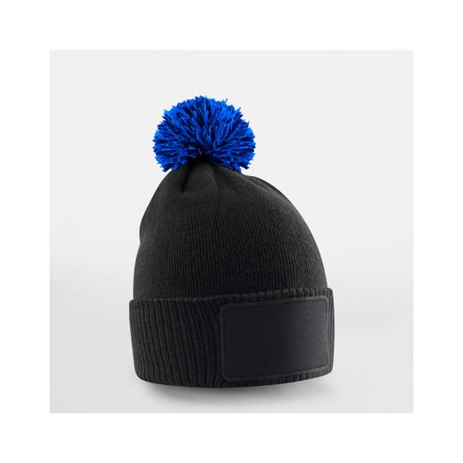 Beechfield Kids Snowstar Patch Beanie Black/bright Royal