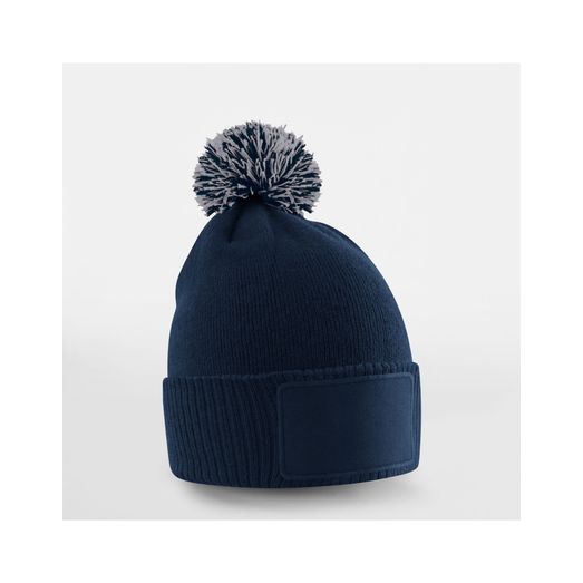 Beechfield Kids Snowstar Patch Beanie French Navy/Light Grey