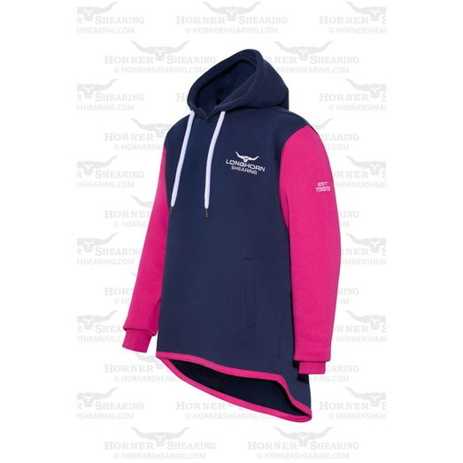 Longhorn Shearing Long Tail Hoodie - Hampshire Blue/Pink