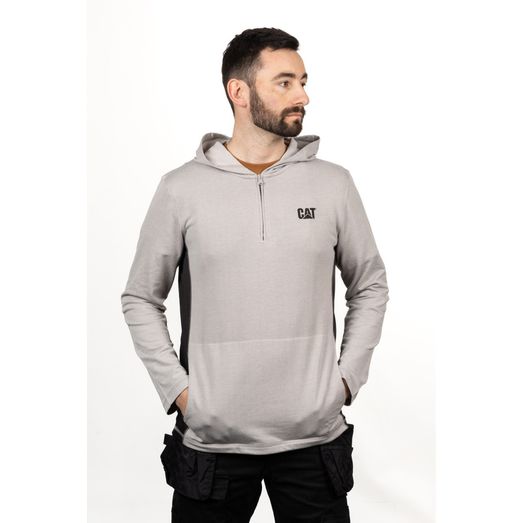 Caterpillar Coolmax Quarter Zip Hoodie Heather Grey
