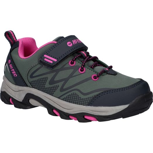 Children's Hi-Tec Blackout Low Boots Dark Forest/India Ink/Pink