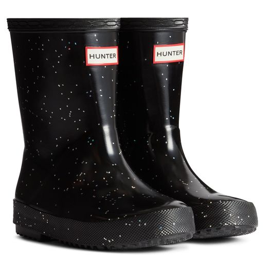 Children's Hunter Kids First Giant Glitter Wellington Black