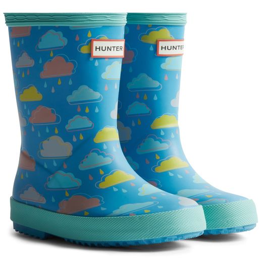 Children's Hunter Kids Rain Cloud Boot Blue Rain Clouds